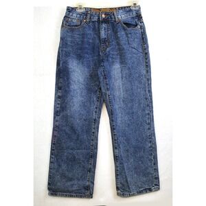 VIP Jeans Wide Leg Crop Acid Wash Blue Denim 100% Cotton Juniors Size 5/27